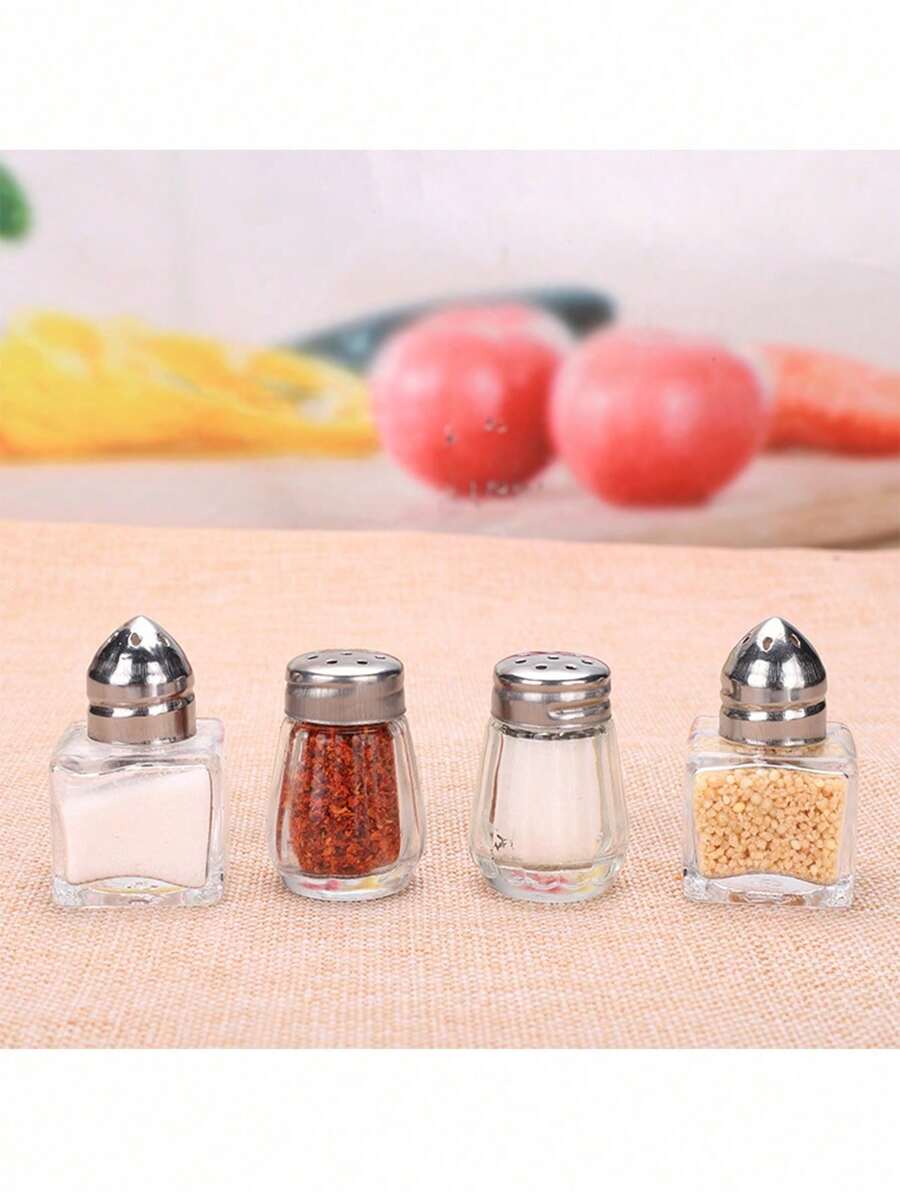 1/2/4PCS迷你便携式透明玻璃调味品，适用于花生、香料、饼干、糖果和干粮，储存香料、香草和调味粉，适用于厨房、餐厅、野餐、旅行、派对、自助餐厅、学校。 - 彩色 - 查看 1
