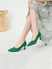 Zapatos de tacón alto para mujer, de colores de moda y hermosos, para banquetes. Nuevo estilo de primavera y otoño 2025 - Verde - Ver 7