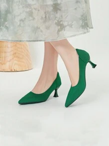 Zapatos de tacón alto para mujer, de colores de moda y hermosos, para banquetes. Nuevo estilo de primavera y otoño 2025 - Verde - Ver 5