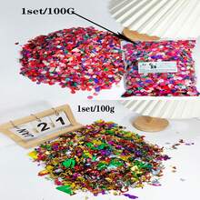 1 套/1 件 100g 多色五彩纸屑 PET 纸亮片、派对用品、新奇派对礼花，适用于庆祝、周年纪念、婚礼、新年、毕业典礼、生日派对和其他狂欢节 - 多種色彩規格 - 查看 2