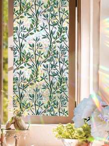 1 Roll Colorful Static Cling Glass Window Privacy Film, 3D Rainbow Vine Leaf Double-Sided Static Cling Glass Sticker, 11.84/19.68 Inch Wide, Multiple Sizes Available, Curtains For Living Room, Christmas Party, LPS Christmas Backdrop - Multicolor - View 18