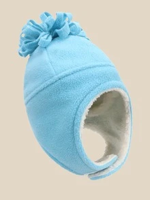 1 件装新款秋冬季保暖双层可爱连帽儿童宝宝男童女童摇粒绒帽子护耳帽 - 1PC - 查看 17