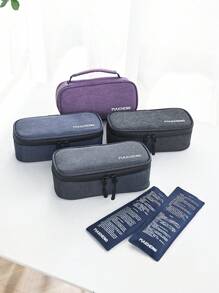 1pc Small-Size Grey Insulated Medical Cooler Bag With 2 Reusable Ice Packs, Portable Insulin Storage Case, Gel Ice Pack, Medication Box Travel Emergency Bag Camping Pill Box Pill Case Pill Organizer Pill Container Medicine Box First Aid Kit First Aid Medical Bag Emergency Kit Bag