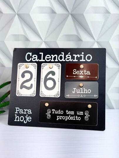 Calendário De Madeira Decorativo De Madeira Quadradinho Completo Calendário De Mesa Permanente