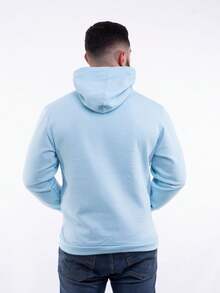 Cold Weather Blouse Men's Kangaroo Sweatshirt Plain Closed With Pocket And Hood - 淺藍色 - 查看 6