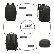 38L Multifunctional Travel Backpack - 55x35x20cm Large Capacity Hand Cabin Luggage Portable Shoulder Bag & Carry-On Rucksack For Flights Business And Daily Use - Black - View 4