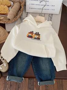 Moletom com capuz de desenho animado para meninos, blusa casual da moda para o outono
