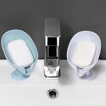 1pc-Piece Leaf-Shaped Self-Draining Soap Dish Holder With Soap Holder, Which Is Easy To Clean Without Punching. Soapdish With Sucker Is Suitable For Shower, Bathroom And Kitchen Sink. Bathroom Accessories Bathroom Tools