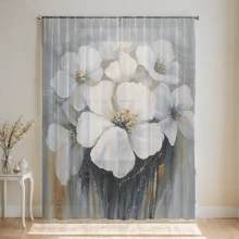 1 Rèm Trang Trí In Kỹ Thuật Số Hoa Lily Cho Gia Đình, Văn Phòng, Phòng Ngủ - trắng - Xem 7