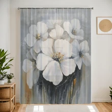 1 Rèm Trang Trí In Kỹ Thuật Số Hoa Lily Cho Gia Đình, Văn Phòng, Phòng Ngủ - trắng - Xem 5