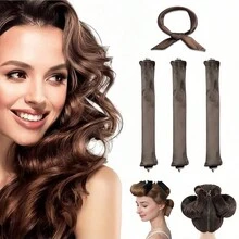 Rulos para el cabello sin calor, rizos durante la noche sin calor, clips para diadema para todos los estilos de cabello, diseño de clips con gancho, amigable para dormir, para mujeres con cabello largo - Multicolor - Ver 4