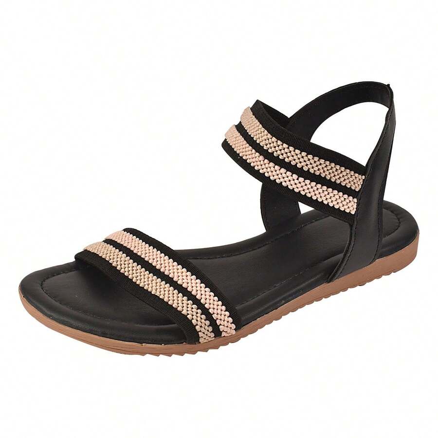 Children's Flats Elastic Straps Easy Pants Casual Comfortable Rope Detail Launch - 乾枯玫瑰色 - 查看 1