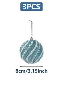 3 pièces Set de boules de Noël, décorations de sapin de Noël pendentifs, rouge/blanc/rose/bleu/or champagne, Noël - Multicolore - Voir 8