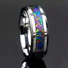 Men's 8mm Stainless Steel Wedding Engagement Ring | Unique Gift | Colorful Promise Ring For Comfortable Fit, Fashionable And Versatile
