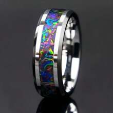 Men's 8mm Stainless Steel Wedding Engagement Ring | Unique Gift | Colorful Promise Ring For Comfortable Fit, Fashionable And Versatile