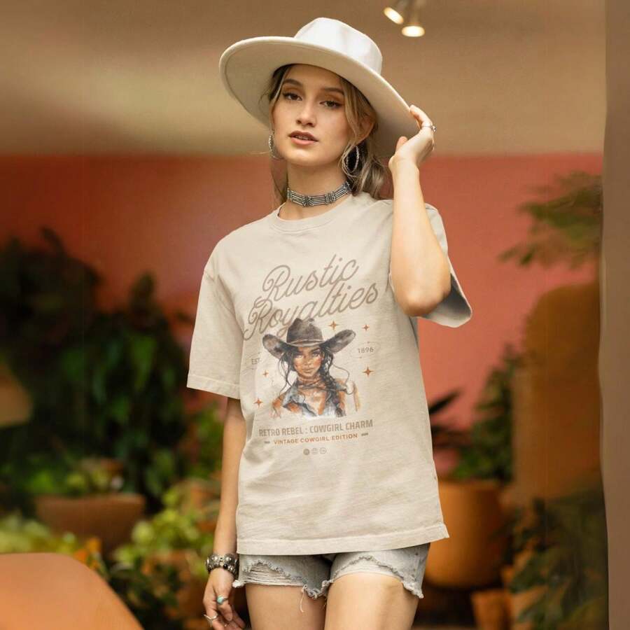 RUSTIC 100% Cotton Printed Women's T-Shirt Blouse - 米色 - 查看 1