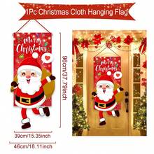 علم متدلٍّ بموضوع عيد الميلاد قطعة واحدة، بابا نويل كيوت، رجل الثلج والجندي كسّارة البندق، مناسب لديكور عطلة عيد الميلاد، علم متدلٍّ لإطار الباب، علم متدلٍّ للحديقة - متعدد الألوان - مشاهدة 7