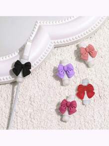 2 件苹果手机数据充电线保护套，创意领结设计，防断裂（不含线）线保护器，充电器保护器 - 彩色 - 查看 2