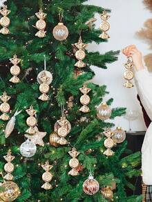 6pcs Electroplated Candy Pendants, Christmas Tree Candy Pendants, Christmas Party Decorations, Candy Home Decoration Pendants, Suitable For Christmas Decoration, Halloween Decoration, Thanksgiving Gift Wreath,Christmas