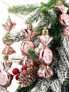 6pcs Electroplated Candy Pendants, Christmas Tree Candy Pendants, Christmas Party Decorations, Candy Home Decoration Pendants, Suitable For Christmas Decoration, Halloween Decoration, Thanksgiving Gift Wreath,Christmas