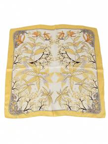 1 件女式碎花 27.6 英寸方形围巾休闲头巾头饰颈饰丝巾 - 黃色 - 查看 3