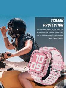 2 Packs Glitter Clear Bling Crystal Band With Bumper Case Compatible With Apple Watch 38/40/41/42/44/45/46/49mm, Jelly Sports Protective Replacement Wristband Strap Compatible With IWatch 10/9/8/7/6/5/4/3/2/1/SE Women Man