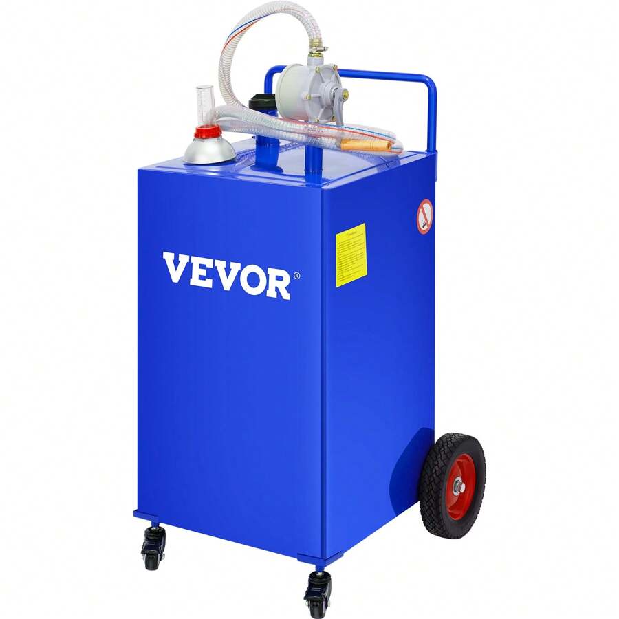 30 Gallon Portable Gas Caddy, Fuel Caddy Fuel Storage Tank With 4 Wheels & Manual Transfer Pump, Gasoline Fuel Container For Cars, Lawn Mowers, ATVs & Boats, Blue - 藍色 - 查看 1