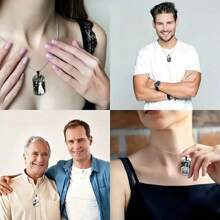 [Personalizado] Collar de acero inoxidable con fotografía personalizada grabada con láser para hombres, con texto personalizado. Colgante de etiqueta de perro personalizado de acero inoxidable para novio, regalo del día del padre para papá, disponible en negro, plata, oro y oro rosa, con estilos elegante, vintage, sencillo, unisex y casual. Regalo ideal para él, ella, novio, novia, papá, mamá, familia, amigos, mascotas, abuelos, hijo, hija para aniversarios, cumpleaños, uso diario, baile de graduación, día del padre, día de la madre, San Valentín, graduación, bodas, duelo