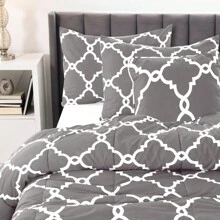 Lux Decor 5-Piece Comforter Set, Soft Microfiber Bedding With Plush Texture, All-Season Comforter, Pillow Shams And Bed Skirt Included, Elegant Hotel Collection Bedding For Bedroom, Guest Room And Home - 四葉灰 - 查看 9