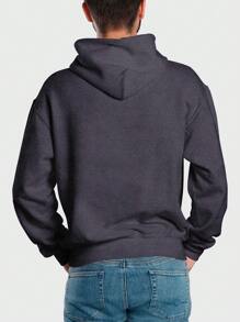 Men's Flannel Kangaroo Sweatshirt Off The Wall Print - Gris Oscuro - Ver 2