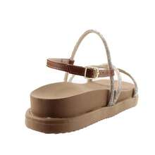 Birken Papete Flat Sandal Straps Rhinestones Luxury Glitter Comfort Fashion Summer Launch - 銀條焦糖 - 查看 3