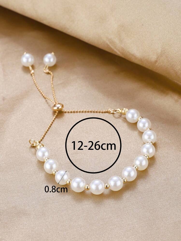 One Piece Of Fashionable & Minimalist French Style Vintage Elegant Faux Pearl Bracelet For Women, Suitable For Dance Party & Banquet Outfit Accessory