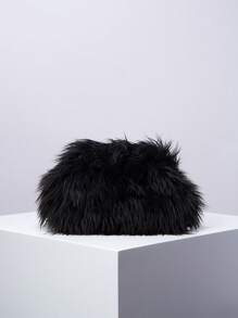 Túi buổi tối thanh lịch, ví cầm tay dự tiệc cưới, túi kẹp lông màu trơn, ví bóng lấp lánh cho phụ nữ (họa tiết ngẫu nhiên), túi dự tiệc hoàn hảo cho tiệc cưới, tiệc tối, vũ hội, tiệc tùng, kết hợp với váy dự tiệc ngày lễ, váy dạ hội & váy sequin, túi cầm tay thanh lịch cho phụ nữ - màu đen - Xem 1