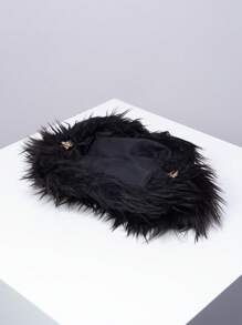 Túi buổi tối thanh lịch, ví cầm tay dự tiệc cưới, túi kẹp lông màu trơn, ví bóng lấp lánh cho phụ nữ (họa tiết ngẫu nhiên), túi dự tiệc hoàn hảo cho tiệc cưới, tiệc tối, vũ hội, tiệc tùng, kết hợp với váy dự tiệc ngày lễ, váy dạ hội & váy sequin, túi cầm tay thanh lịch cho phụ nữ - màu đen - Xem 6