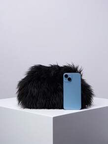 Túi buổi tối thanh lịch, ví cầm tay dự tiệc cưới, túi kẹp lông màu trơn, ví bóng lấp lánh cho phụ nữ (họa tiết ngẫu nhiên), túi dự tiệc hoàn hảo cho tiệc cưới, tiệc tối, vũ hội, tiệc tùng, kết hợp với váy dự tiệc ngày lễ, váy dạ hội & váy sequin, túi cầm tay thanh lịch cho phụ nữ - màu đen - Xem 3