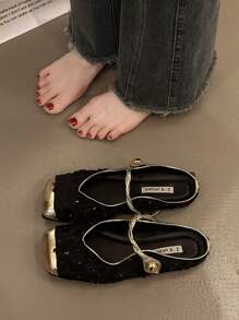 2024 Summer New Women Mules Slippers, Backless Slip-On Flat Shoes, Square Toe Design