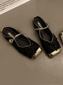 2024 Summer New Women Mules Slippers, Backless Slip-On Flat Shoes, Square Toe Design