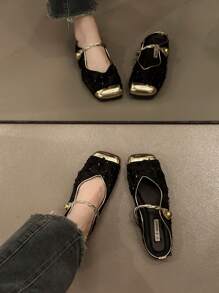 2024 Summer New Women Mules Slippers, Backless Slip-On Flat Shoes, Square Toe Design