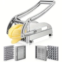 1pc Stainless Steel Fruit & Vegetable Cutting Machine, Potato Slicer, French Fry Cutter, Vegetable Shredder - Silver - View 9