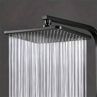 Home-Use Large Shower Head, Black, High-Pressure Water-Saving Sprayer, Overhead Bathroom Fixture