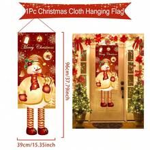 1 Stück Weihnachtsthemen Hänge Flagge, süßer Weihnachtsmann, Schneemann, Nussknacker Design, geeignet für Weihnachts Feiertags Dekoration, Türrahmen oder Garten