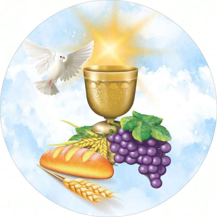 Round First Eucharist Panel 1.50 X 1.50 W/ Elastic Sublimated Fabric - 藍色 - 查看 1