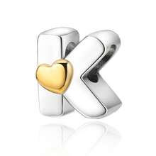 925 Silver Plated Heart Shaped Letter A-Z Pendant Charm, Smooth Letter Necklace A-Z Provides Multiple Choices. Ideal For DIY Bracelet And Necklace. Gold Heart Initial Letter Bead Pendant, Great Jewelry Gift For Women.