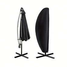 1pc Waterproof Patio Umbrella Cover, For 9ft To 12ft Outdoor Market Patio Umbrellas, Black