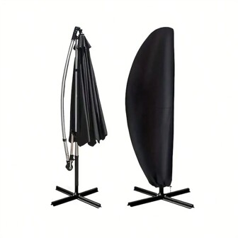 1 pieza Cubierta impermeable para sombrilla de patio, para sombrillas de patio al aire libre de 9 pies a 12 pies, negro