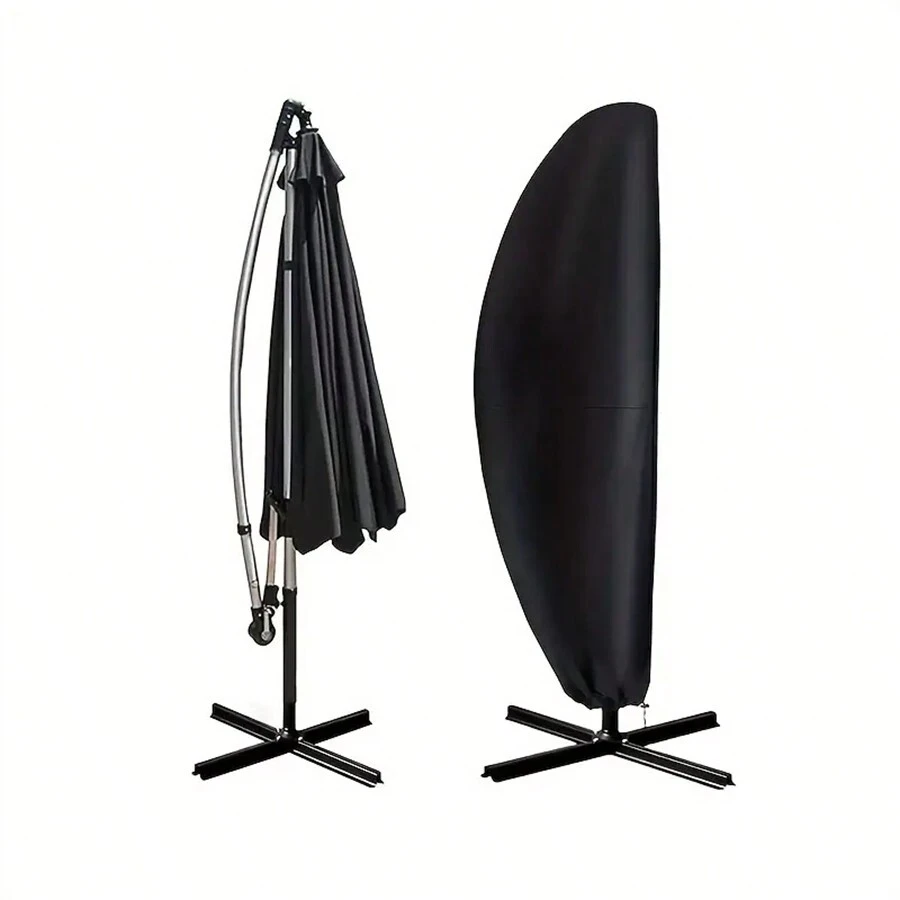 1pc Waterproof Patio Umbrella Cover, For 9ft To 12ft Outdoor Market Patio Umbrellas, Black