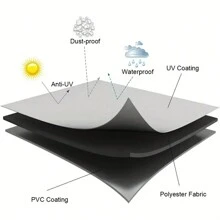 1pc Waterproof Patio Umbrella Cover, For 9ft To 12ft Outdoor Market Patio Umbrellas, Black