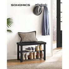 SONGMICS Shoe Rack Bench, 3-Tier Bamboo Shoe Storage Organizer, Entryway Bench, Holds Up To 286 Lb, 11.3 X 27.6 X 17.8 Inches, For Entryway Bathroom Bedroom, Black ULBS04H - màu đen - Xem 8