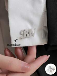 1pair Custom Initial Cufflinks For Dad, Personalized Text Cufflinks Gift, Stainless Steel Custom Cufflinks, Birthday Gift, Father's Day Gift, Valentine's Day Gift, Christmas Gift