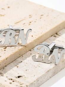 1pair Custom Initial Cufflinks For Dad, Personalized Text Cufflinks Gift, Stainless Steel Custom Cufflinks, Birthday Gift, Father's Day Gift, Valentine's Day Gift, Christmas Gift
